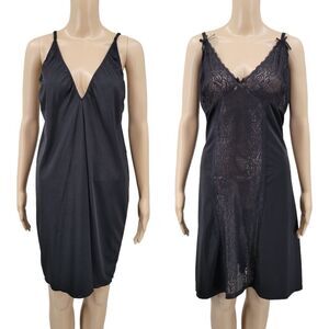DREAM girl and Body Form Women's Plus Size Black Lace Chemise Negligee Lot of 2